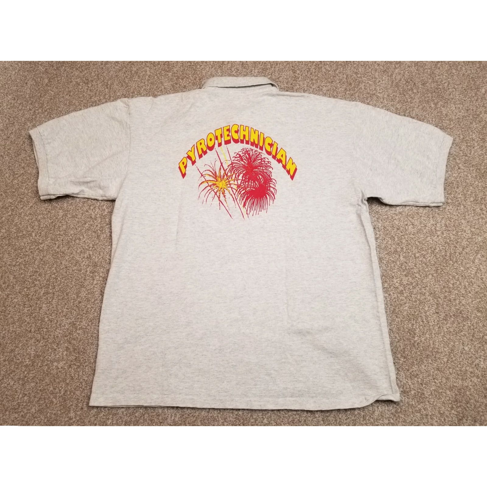 Vintage VINTAGE Pyrotechnician Polo Shirt Mens 2XL Gray Short Sleeve 100% Cotton Polo Shirt Casual Mens Size US XXL / EU 58 / 5 - 6 Thumbnail