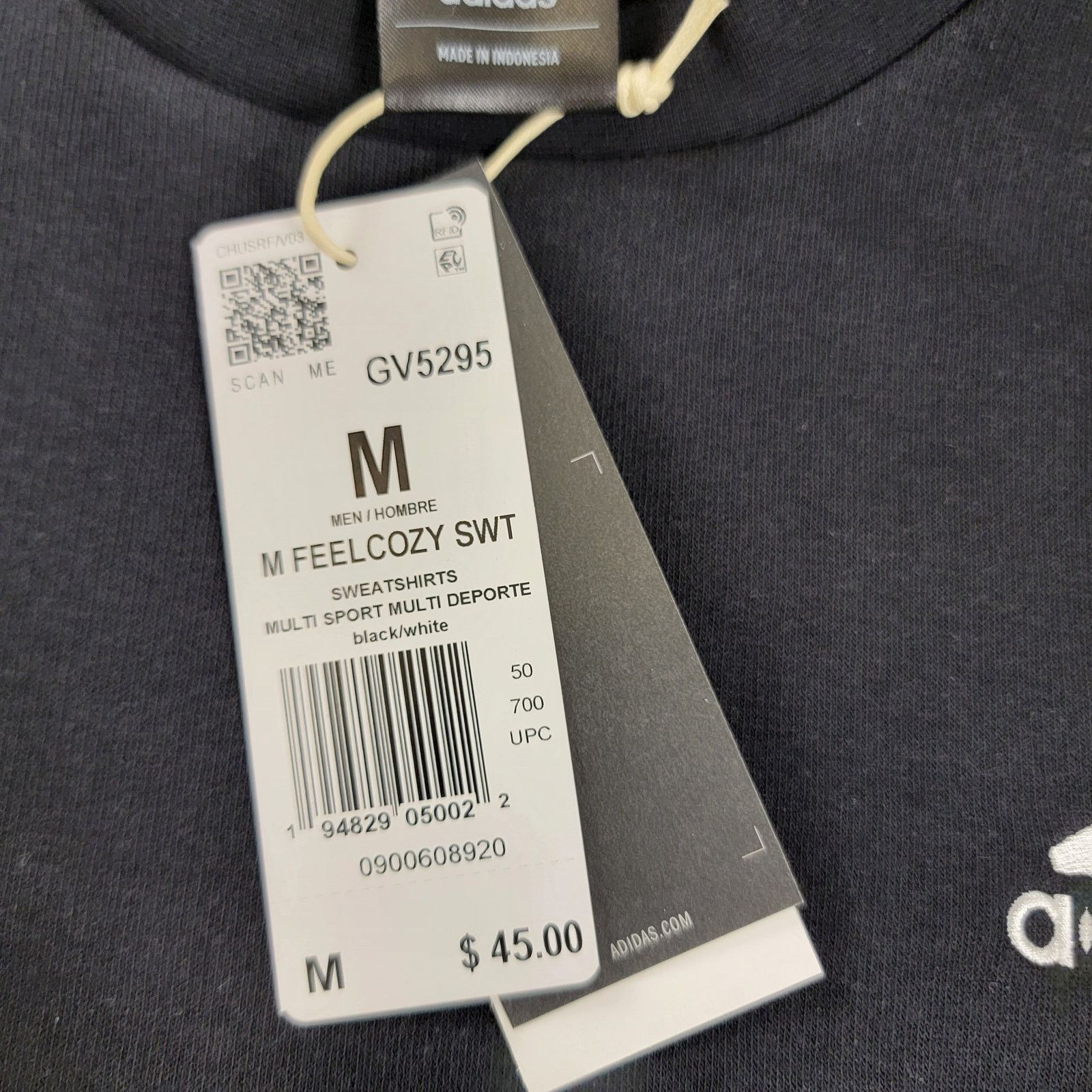 Adidas Adidas Mens Feelcozy Sweatshirt Black Sz M GV5295 (860-862) Size US M / EU 48-50 / 2 - 5 Thumbnail