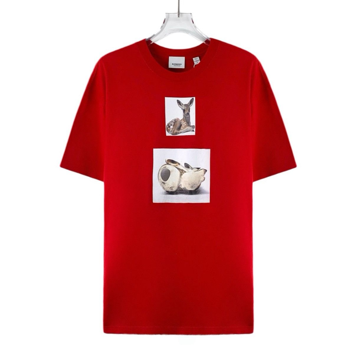 Burberry Burberry Red Deer Print Cotton Crew Neck T-shirt K26WX Size US S / EU 44-46 / 1 - 1 Thumbnail