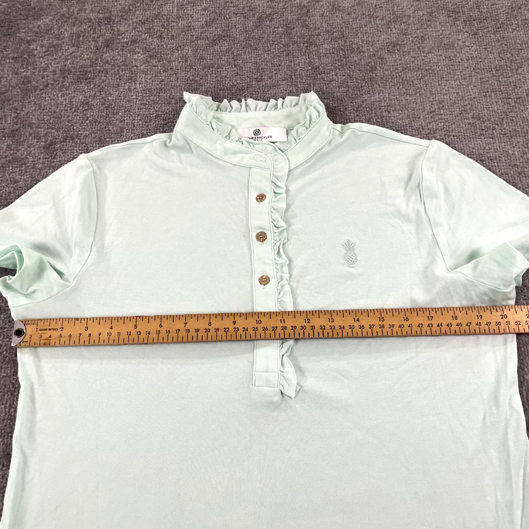 Vintage JEAN PIERRE KLIFA Polo Shirt Womens XL Mint Green Ruffled Short Sleeve Athletic Sports Size XL / US 12-14 / IT 48-50 - 5 Thumbnail