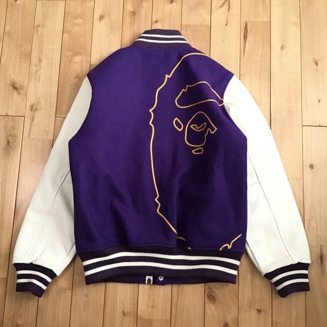 Bape BAPE Giant Head Leather Sleeve varsity jacket a bathing ape Size US S / EU 44-46 / 1 - 3 Thumbnail