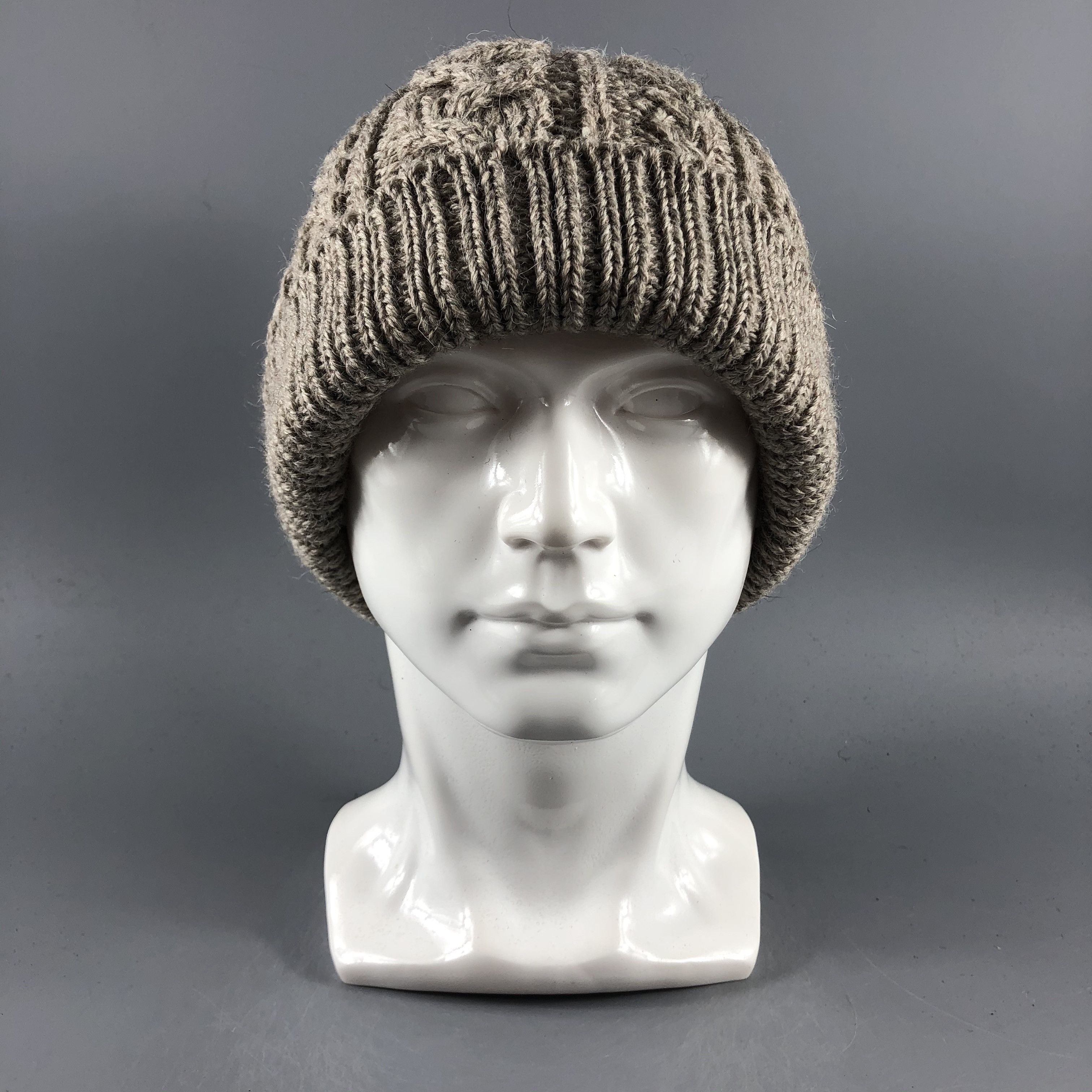 image of Vintage British Wool Aran Isle Beanie Snow Hat Snow Cap -D159 in Brown, Men's