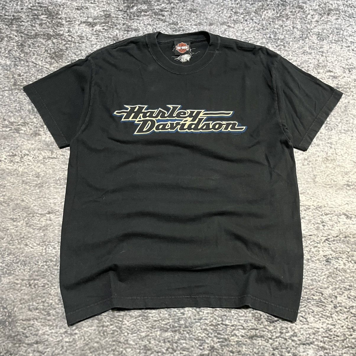 Harley Davidson VINTAGE 2000s HARLEY DAVIDSON BLACK LOGO GRUNGE T SHIRT Size US L / EU 52-54 / 3 - 3 Thumbnail