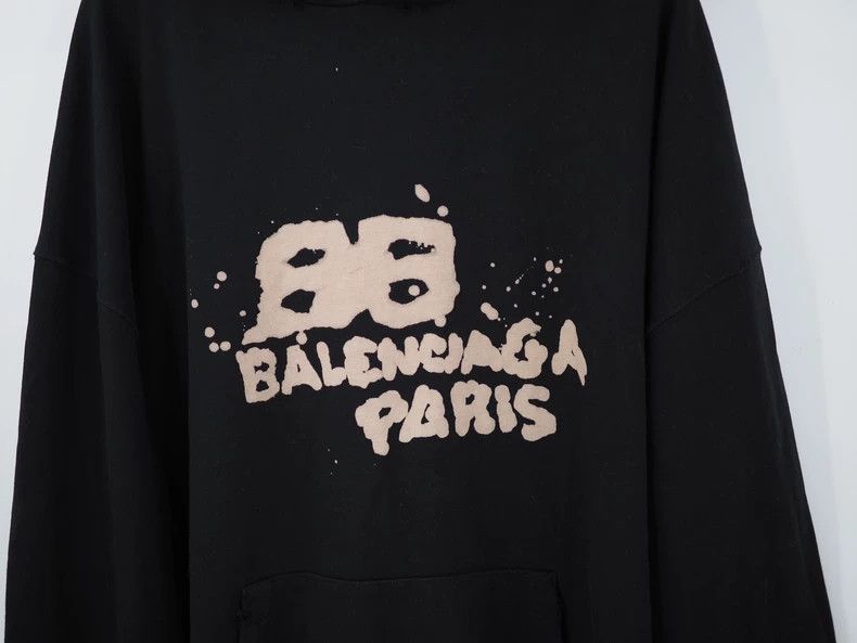 Balenciaga Balenciaga Black Splash Logo Hoodie Size US XS / EU 42 / 0 - 5 Thumbnail