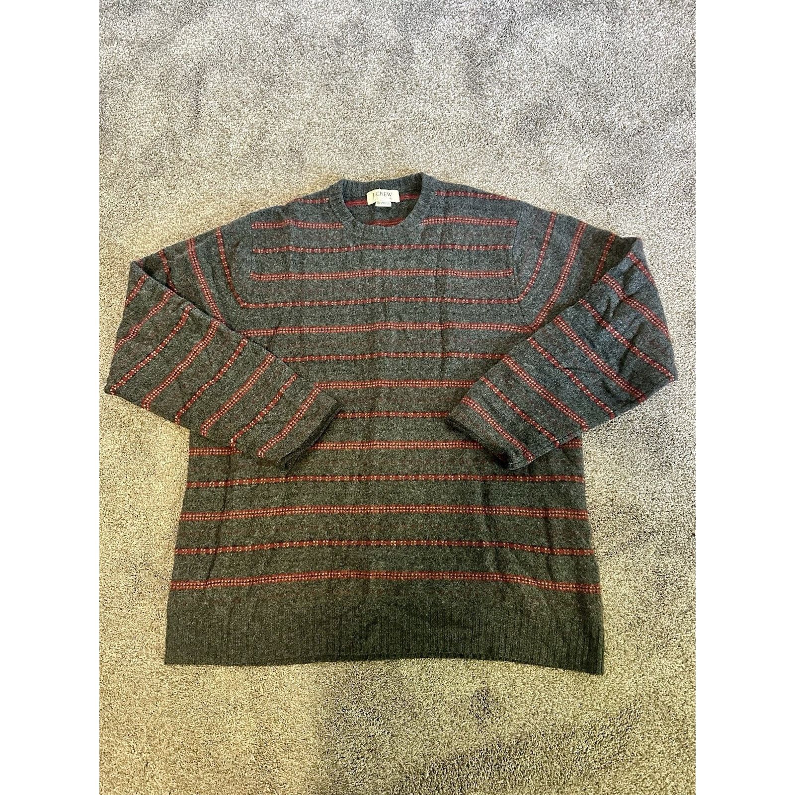 J.Crew VTG Y2K J Crew Sweater Mens XL Striped Lambs Wool Knit Size US XL / EU 56 / 4 - 1 Thumbnail