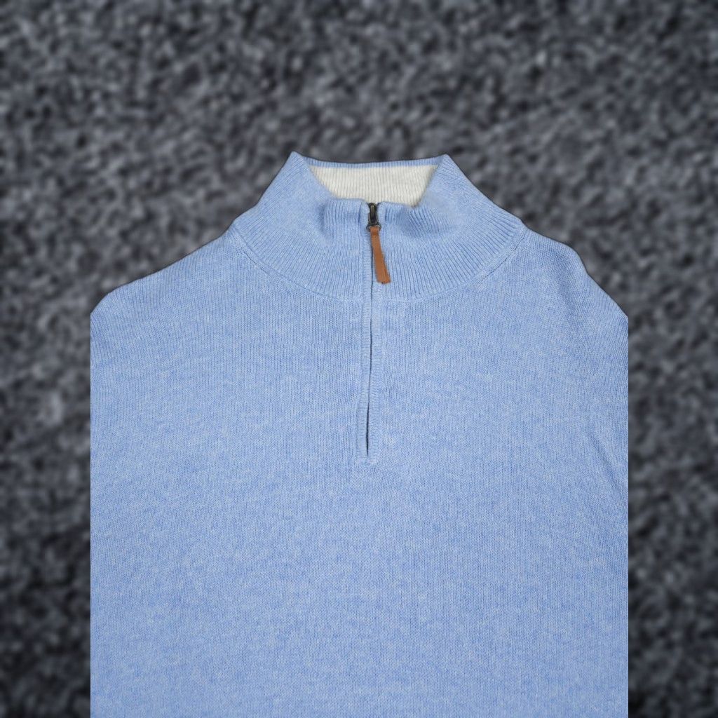 J.Crew J. Crew Sweater 1/4 Zip Men's XL Blue 100% Cotton Super Soft EUC Pullover Mock Neck Knit Regular Size US XL / EU 56 / 4 - 1 Thumbnail