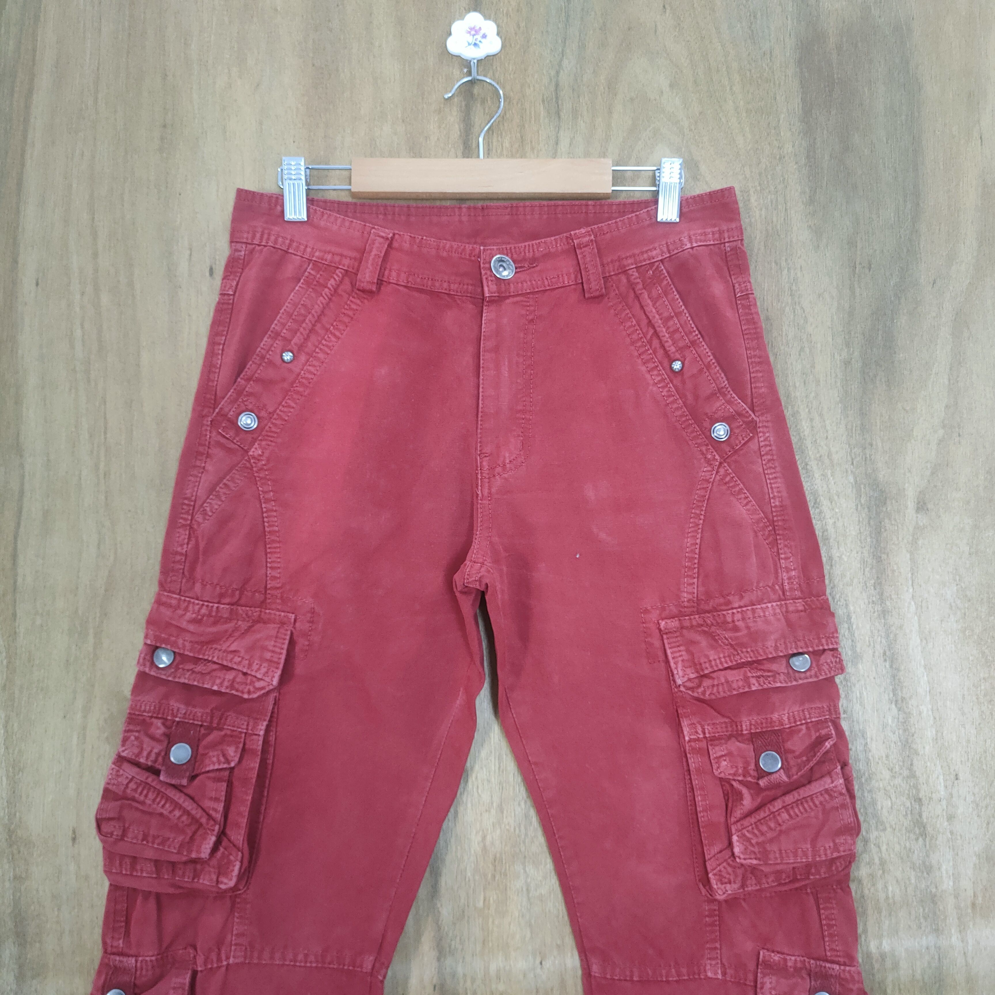 Japanese Brand VINTAGE JAPANESE 10 POCKET RED CARGO PANTS Size US 30 / EU 46 - 2 Thumbnail