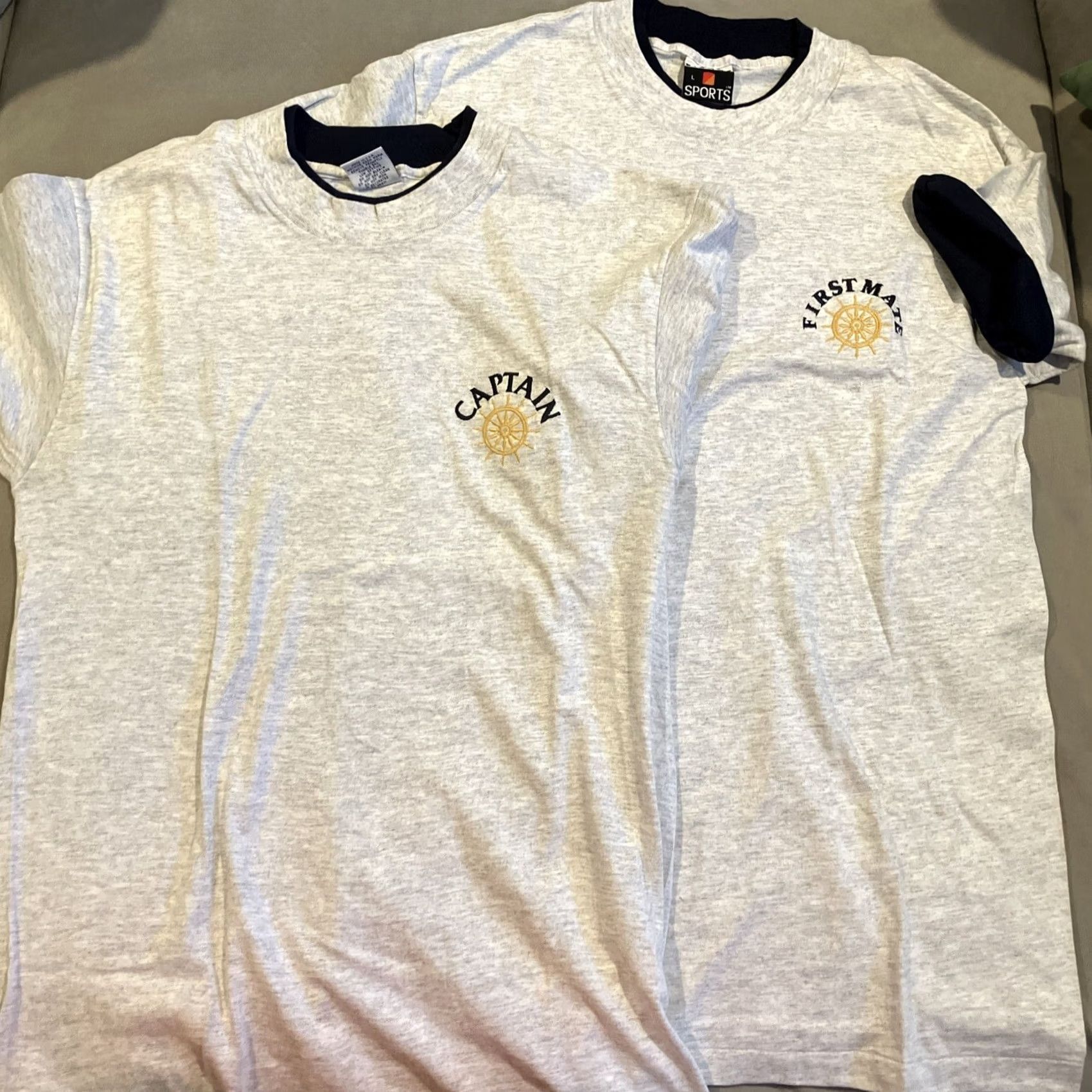 Both VINTAGE Signal Captain & FIRST MATE Matching T Shirts L Mens Gray Size US L / EU 52-54 / 3 - 2 Thumbnail