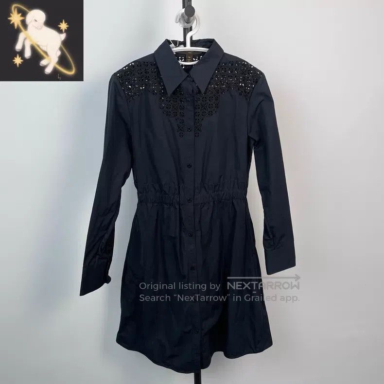 Louis Vuitton Louis Vuitton Black Long Shoulder Embroidered Shirt Dress Size XS / US 0-2 / IT 36-38 - 1 Thumbnail
