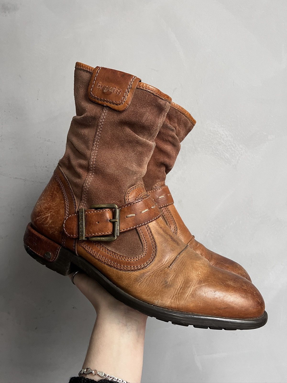 Hedi Slimane Leather brown ankle moto boots avant garde guidi style y2k Size US 9 / EU 42 - 2 Thumbnail