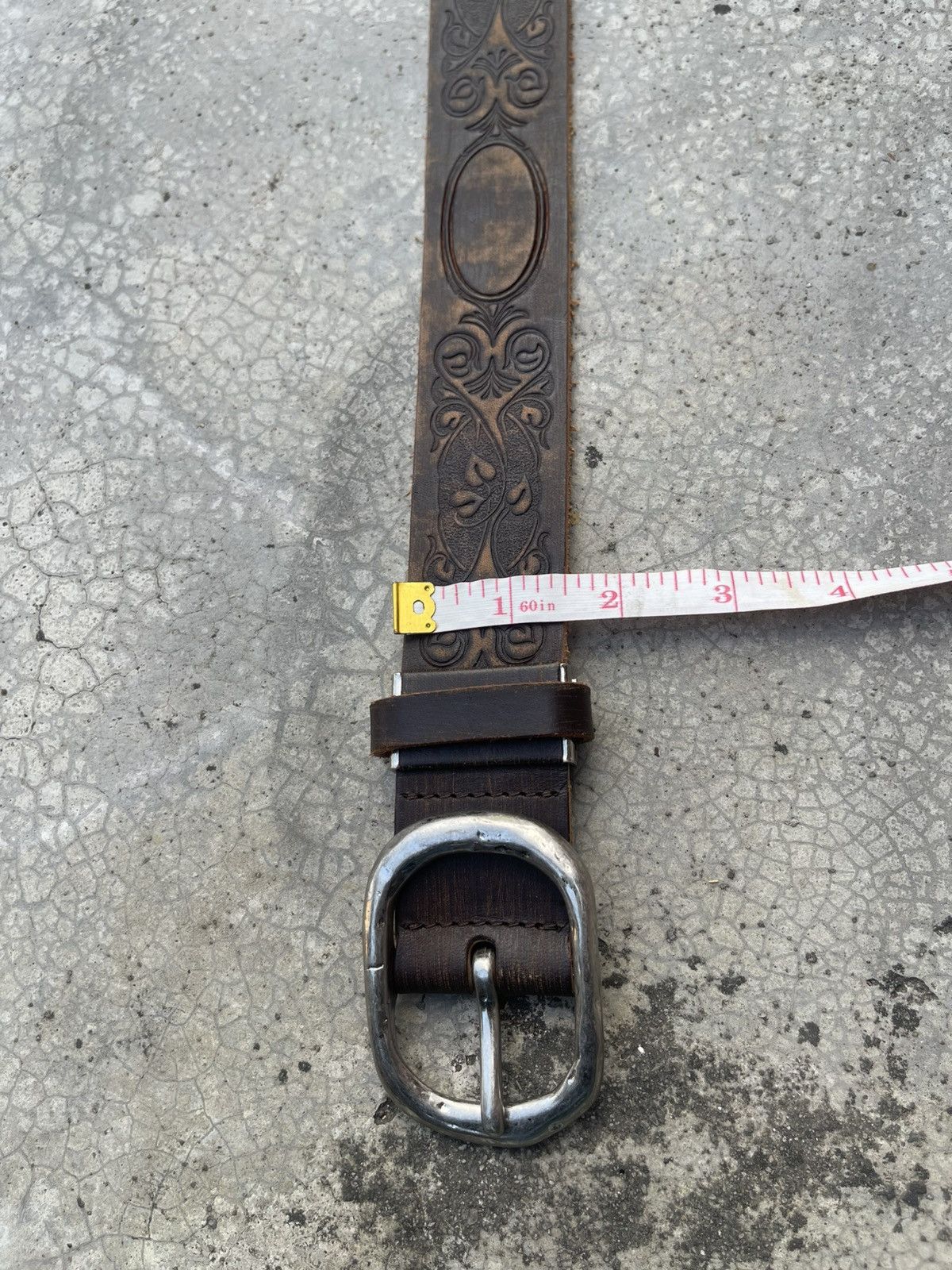 Genuine Leather Men Crafted Leather Belt W32-33 Made in Japan Size 32 - 10 Thumbnail