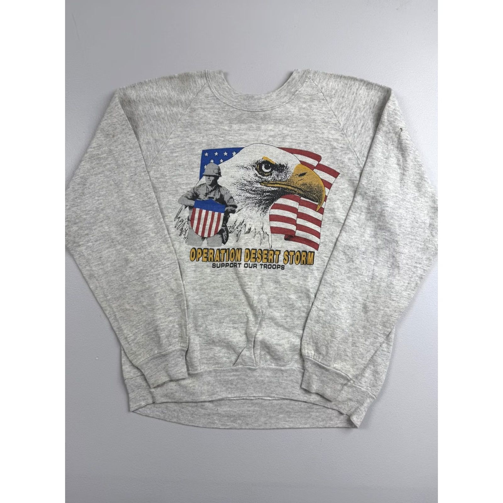 Jerzees VINTAGE Jerzees Sweatshirt Mens XL Gray Fleece Desert Storm Eagle Graphic USA Shirts Size US XL / EU 56 / 4 - 2 Thumbnail