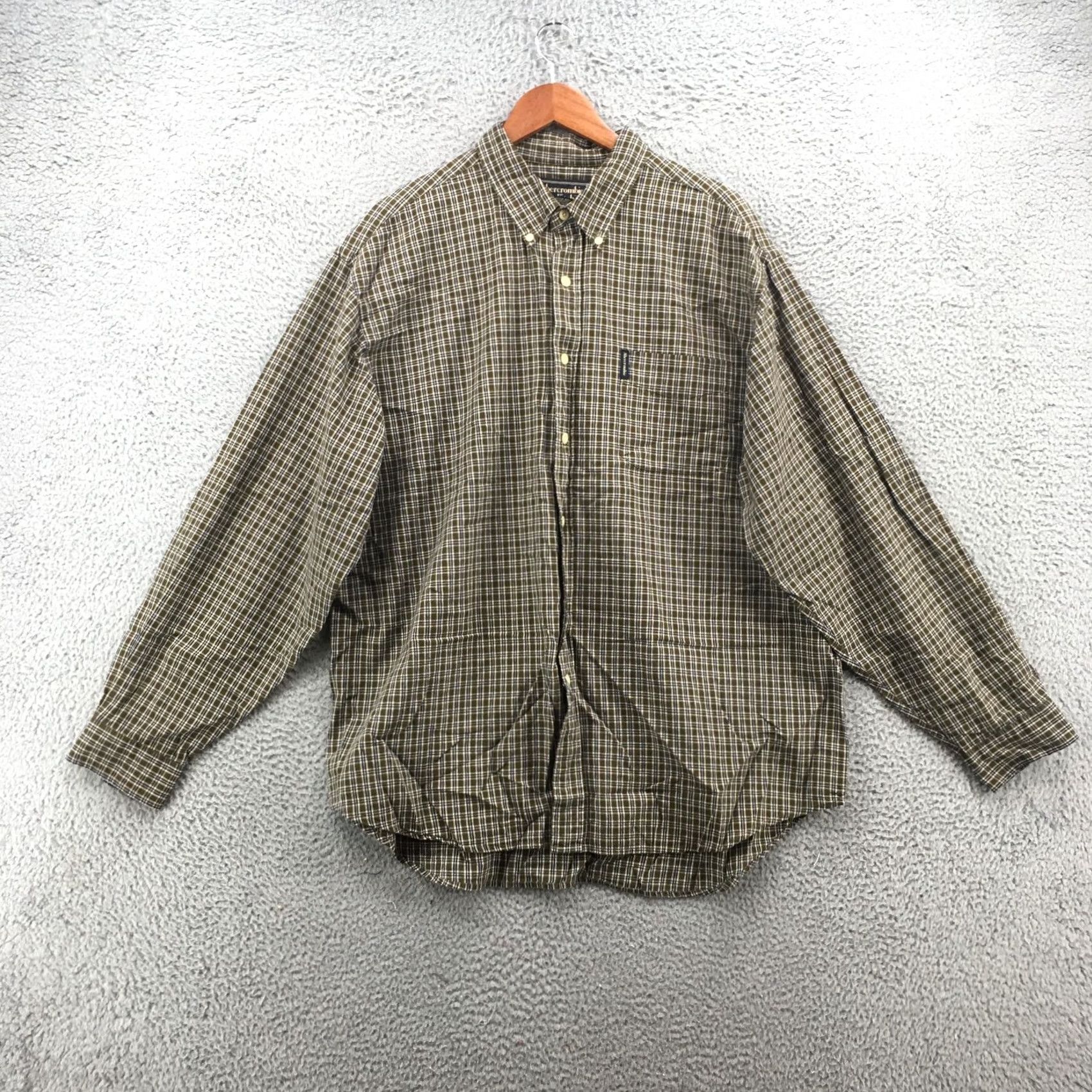 Abercrombie & Fitch Abercrombie & Fitch Button Down Long Sleeve Shirt Mens Large Green Cotton Plaid Size US L / EU 52-54 / 3 - 2 Thumbnail