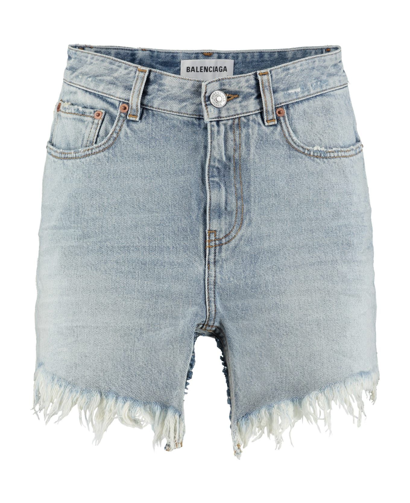 Balenciaga o1y0625 Denim Mini Skirt in Light Blue Size 27" / US 4 / IT 40 - 1 Thumbnail
