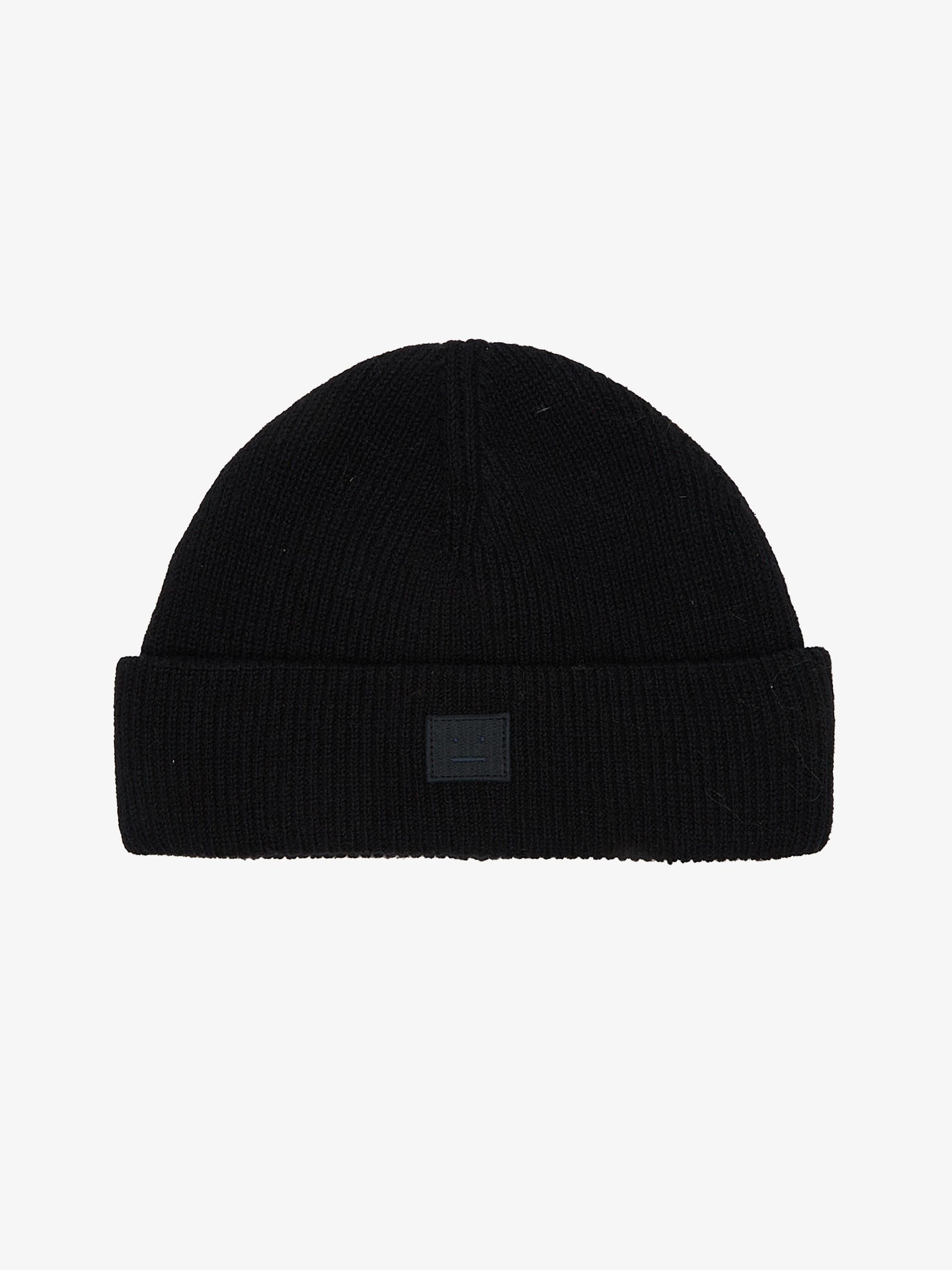 Acne Studios Black Logo Patched Woolen Beanie Size ONE SIZE - 1 Thumbnail