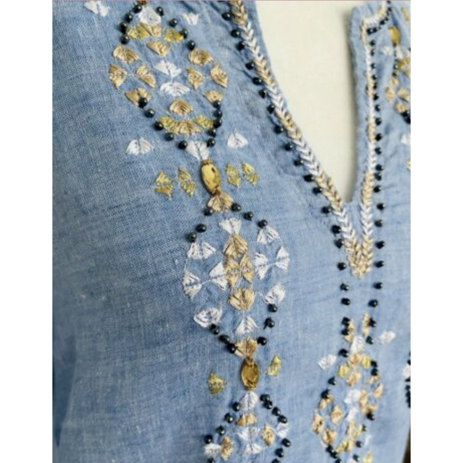 Lilly Pulitzer Lilly Pulitzer Amelia Island Blouse Bennet Chambray XS $178 Size XS / US 0-2 / IT 36-38 - 4 Thumbnail