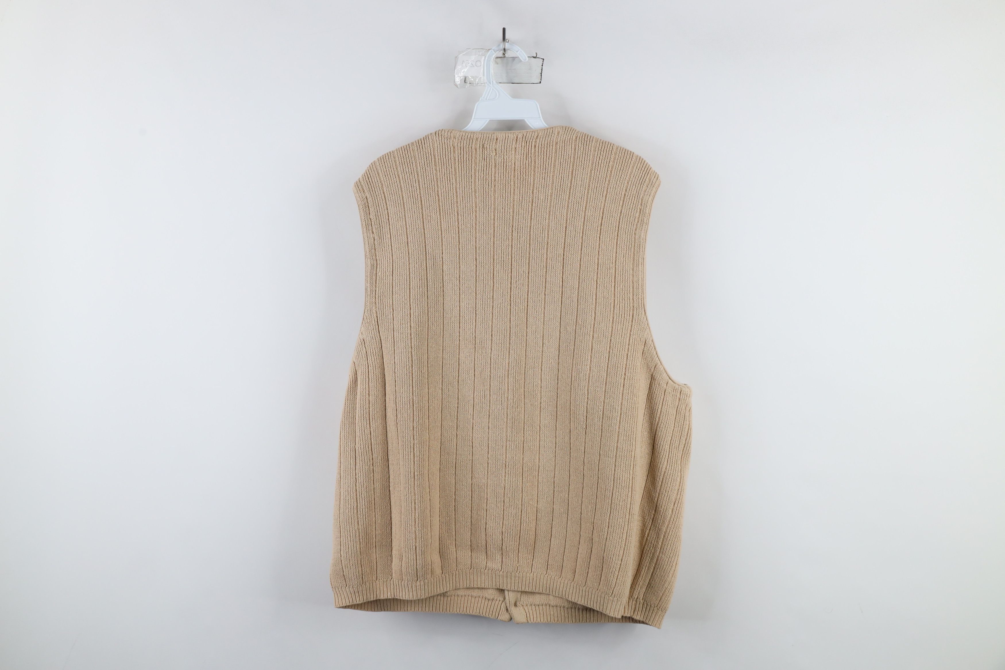 Eddie Bauer × Vintage Vintage 90s Eddie Bauer Knit Cardigan Sweater Vest Beige Size US L / EU 52-54 / 3 - 8 Thumbnail