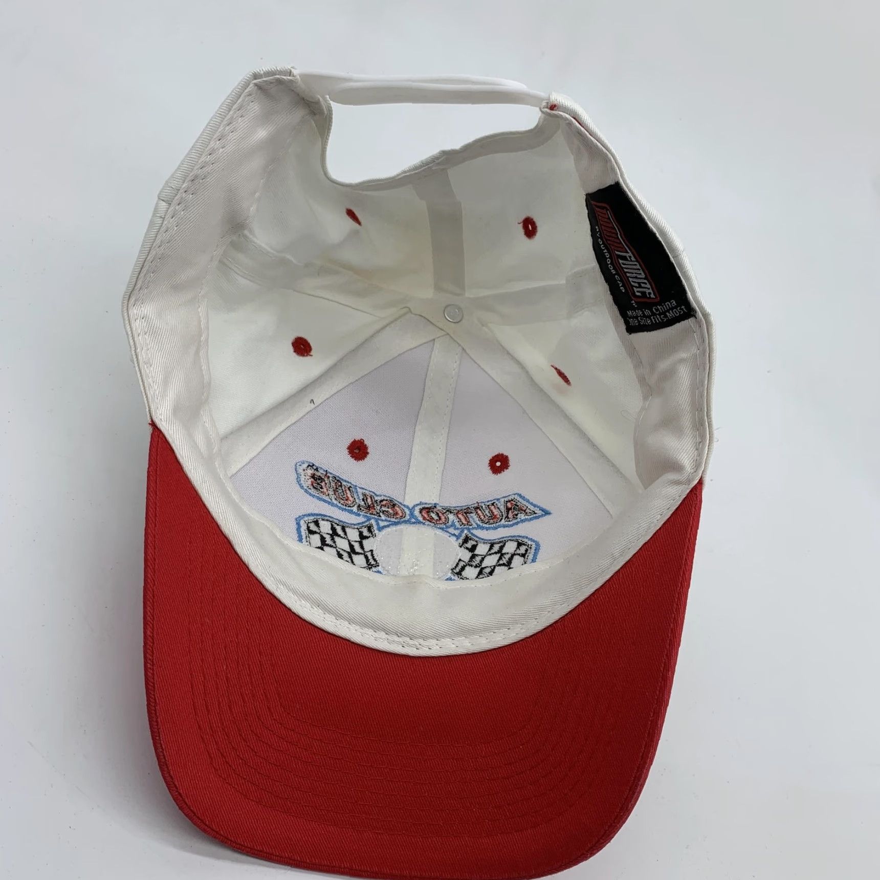 Vintage VINTAGE Outdoor Cap Downforce Auto Club 500 Hat Cap Snap Back Mens White Red Racing One Size Size ONE SIZE - 5 Thumbnail