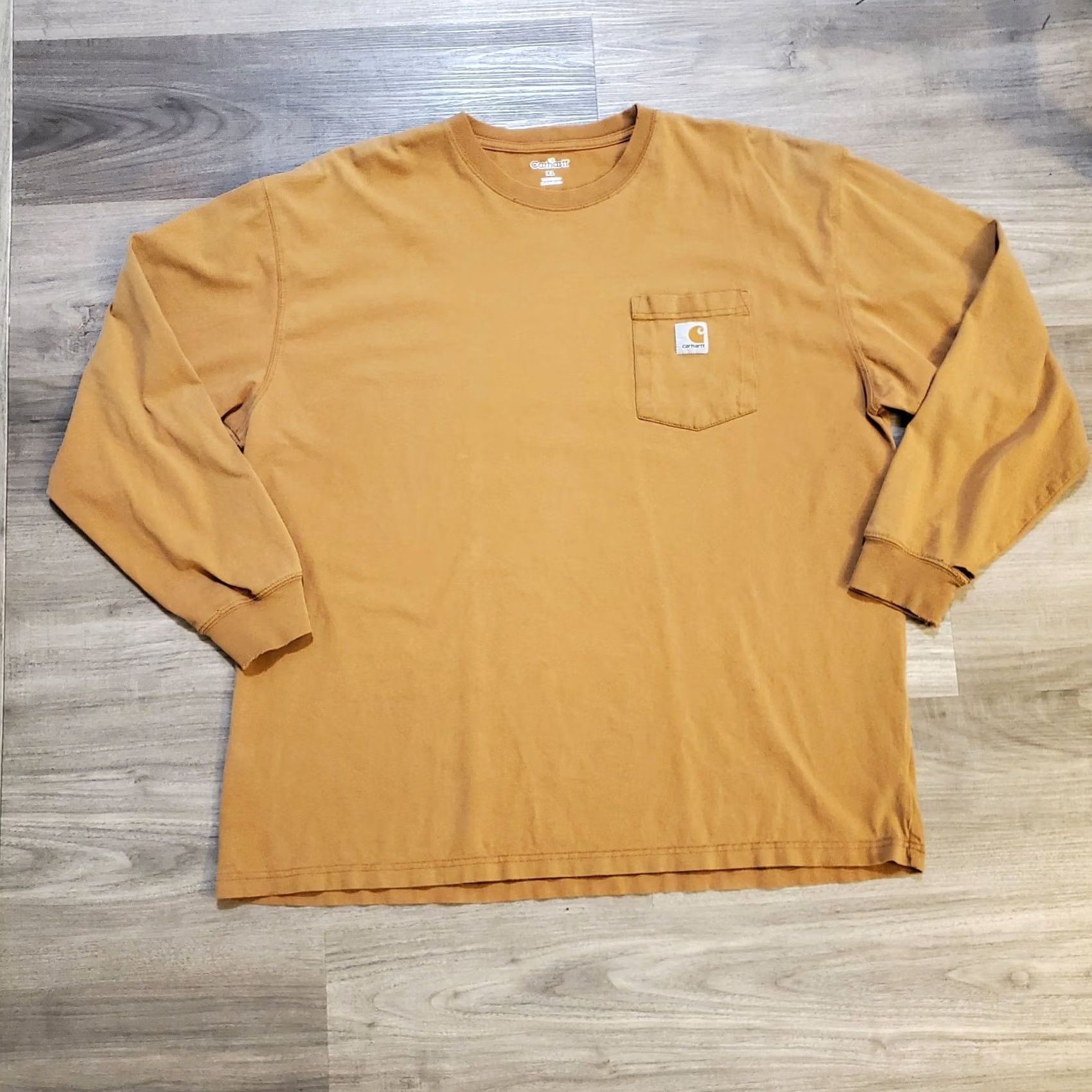 Carhartt VINTAGE Carhartt T-Shirt XL Brown Y2K Loose Fit Long sleeve Logo Pocket Men Size US XL / EU 56 / 4 - 2 Thumbnail