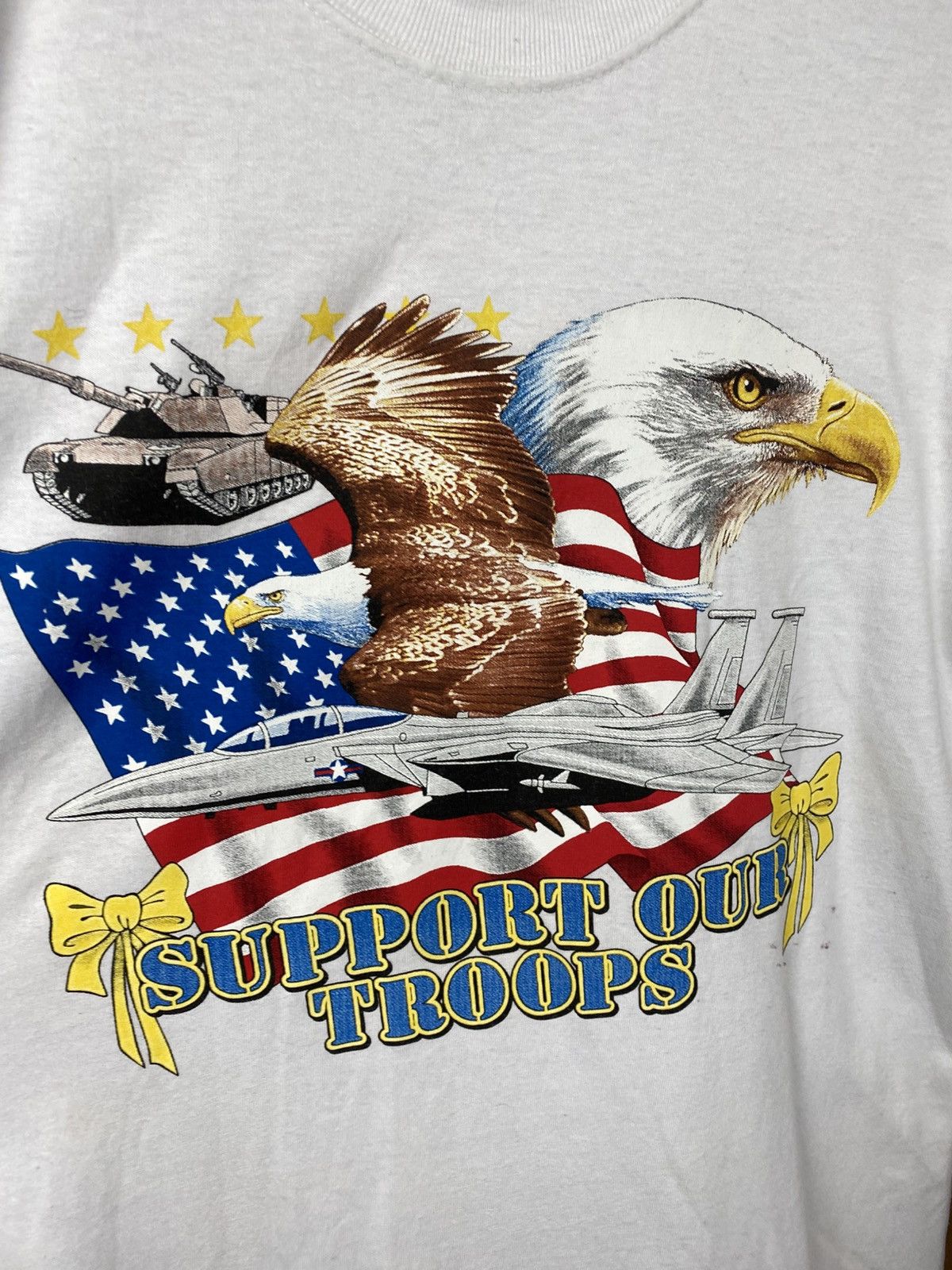Vintage 🦅Vintage 90s T-Shirt Hanes U.S.A. Support Our Troops Tee🦅 Size US L / EU 52-54 / 3 - 7 Thumbnail