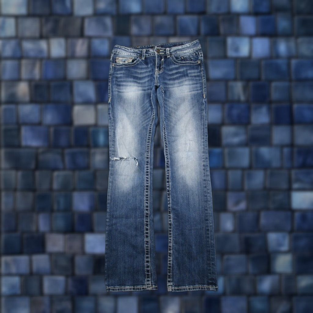 Vintage Vtg Y2K Vigoss Chelsea Straight Leg Stretch Denim Jeans 8x33 Blue Cotton 5-Pocket Women Mens? Size 30" / US 8 / IT 44 - 1 Thumbnail