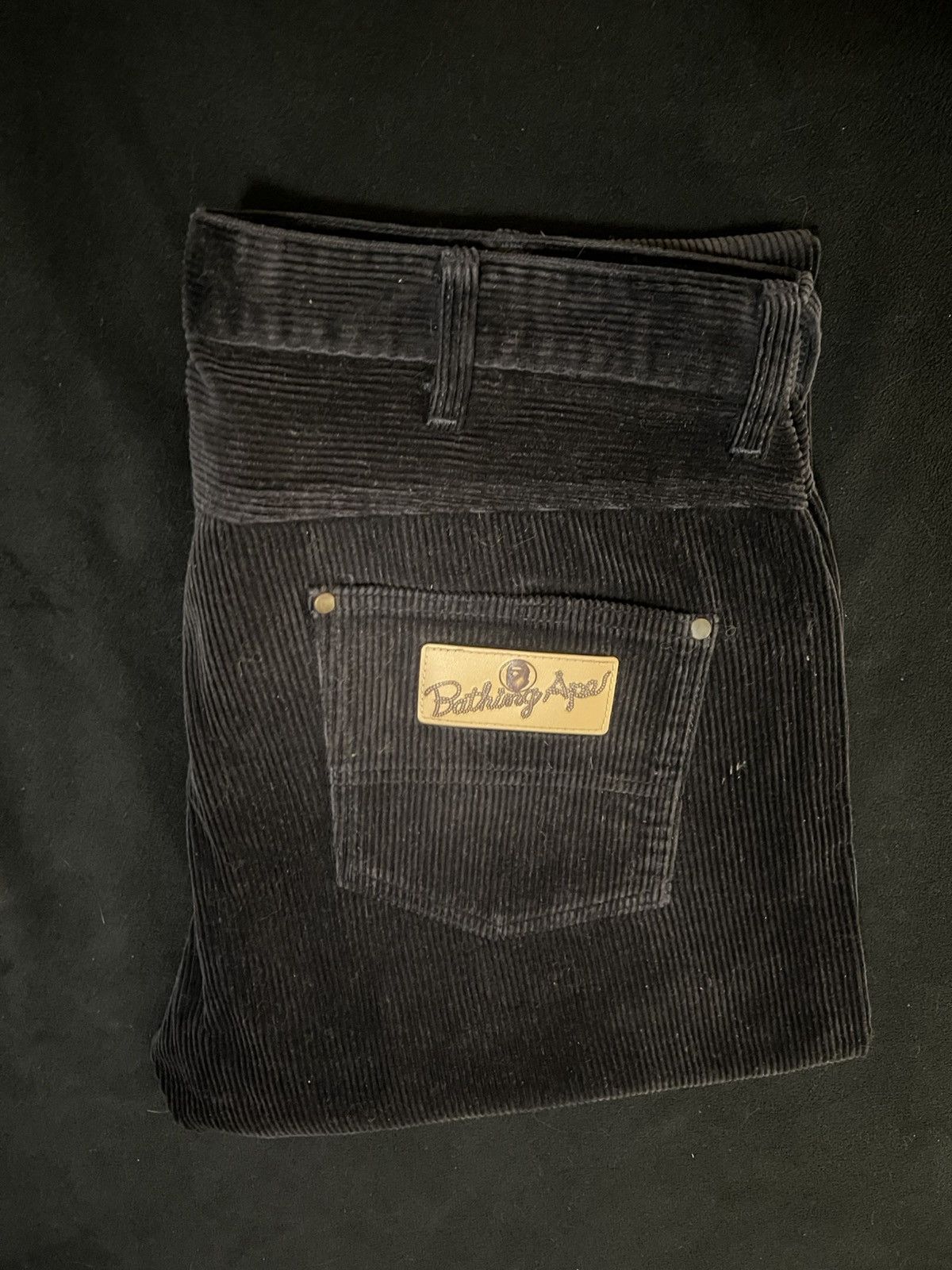 Bape 2004 Corduroy Leather tab pants Size US 34 / EU 50 - 1 Thumbnail