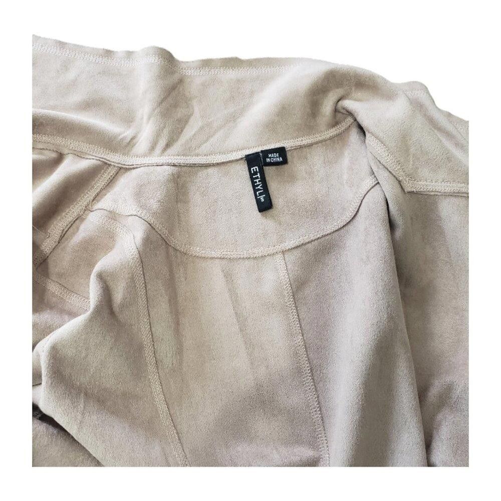 Designer CT1301 Ethyl Faux Suede Tan Open Jacket with Pockets S Size S / US 4 / IT 40 - 6 Thumbnail
