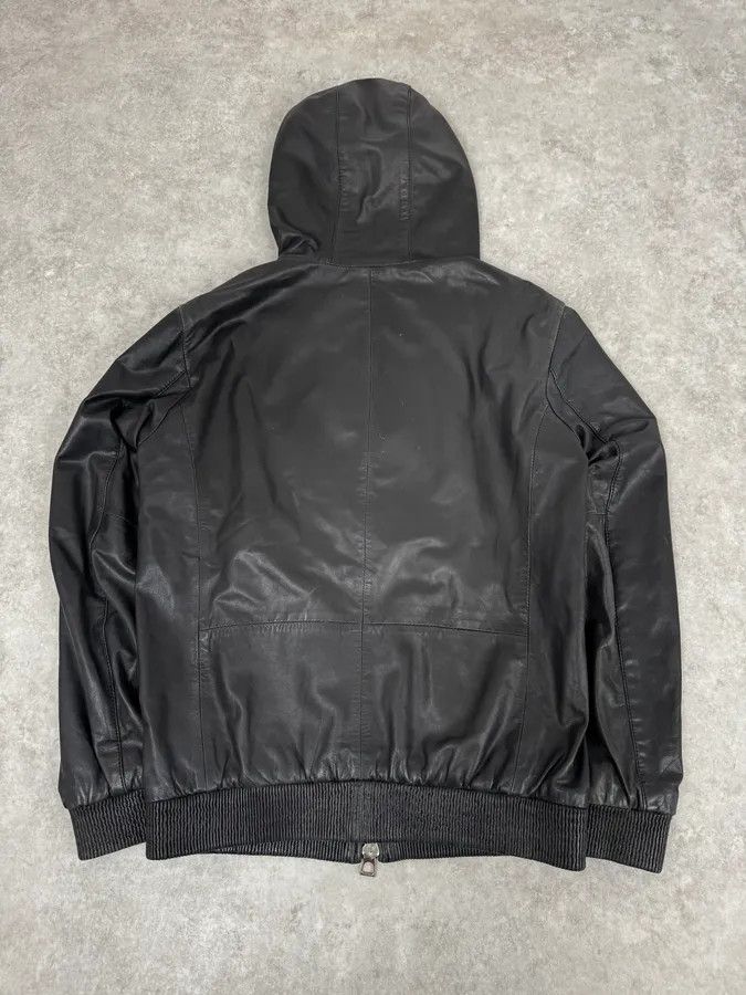 Emporio Armani 2000s Emporio Armani Black Leather Hooded Jacket Size US M / EU 48-50 / 2 - 4 Thumbnail