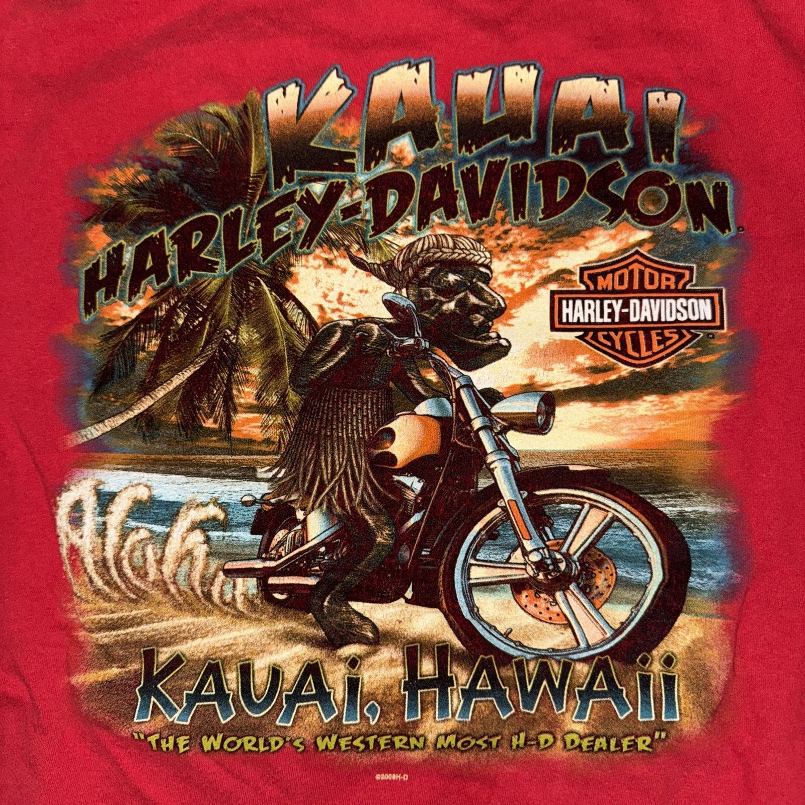 Harley Davidson × Vintage 2008 Harley Davidson Hawaii T-Shirt Red XL 20x26 Size US XL / EU 56 / 4 - 2 Thumbnail