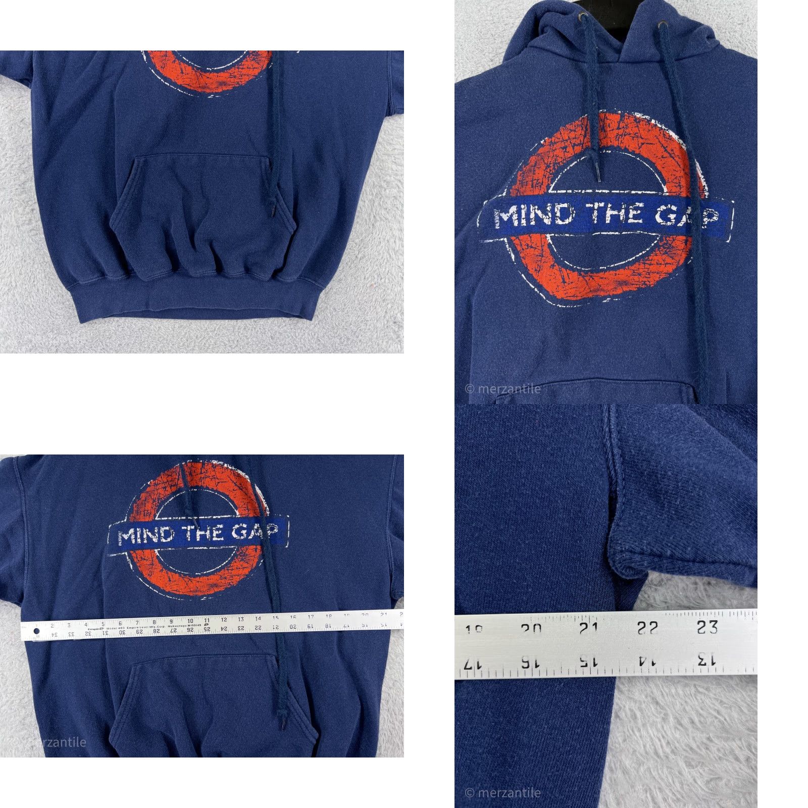 Vintage Underground Sweater Mens Large Blue London Hooded Cotton Blend Pocket Travel Size US L / EU 52-54 / 3 - 8 Thumbnail
