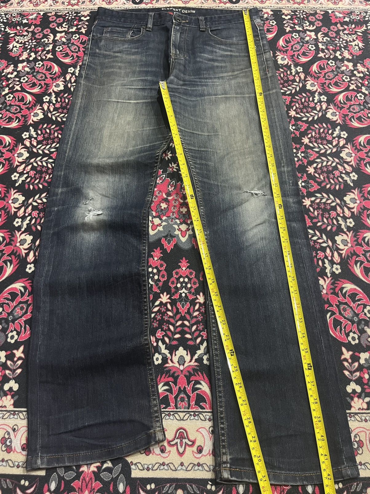 Element Vintage Element Dark Blue Washed Distress Straight Leg Jeans Size US 32 / EU 48 - 14 Thumbnail