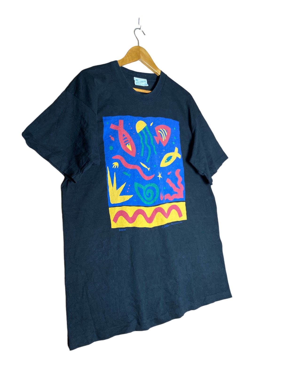 Vintage Vintage Made in Usa Aquatic Swirl Abstract Tee Size US XL / EU 56 / 4 - 3 Thumbnail