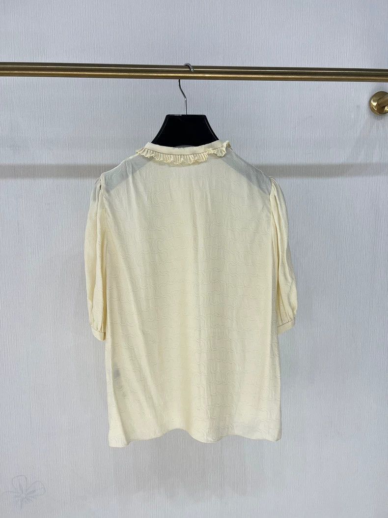 Celine Celine Silk Shirt with Logo Design Size S / US 4 / IT 40 - 2 Thumbnail