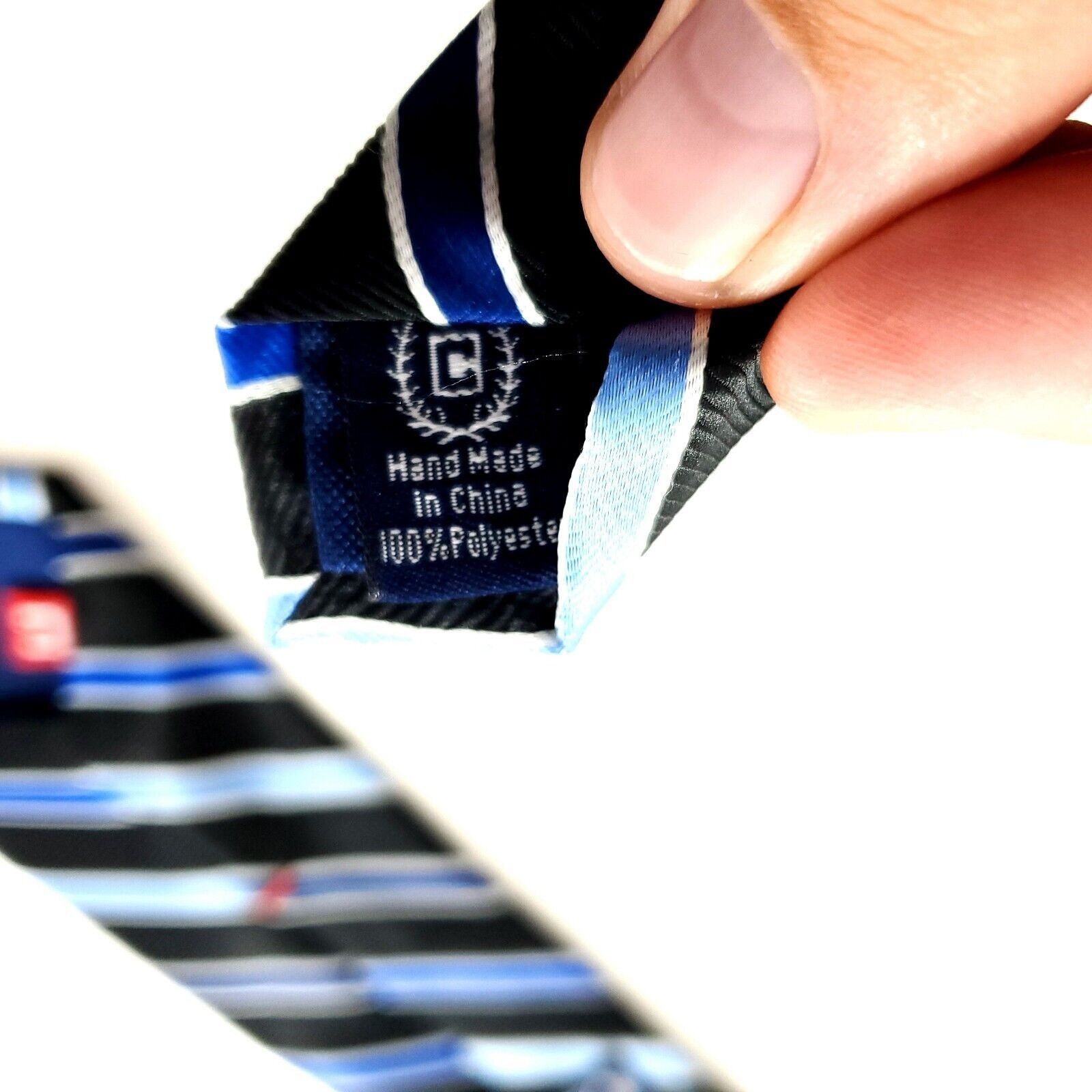 Chaps Chaps Boys Black Blue Striped Skinny Polyester Tie Size ONE SIZE - 4 Thumbnail