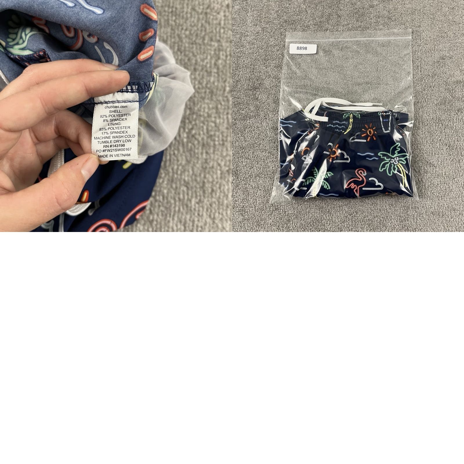 Chubbies CHUBBIES Swim Trunks Mens Medium Blue Neon Lights Lined 5.5" Short Size US 31 - 8 Thumbnail