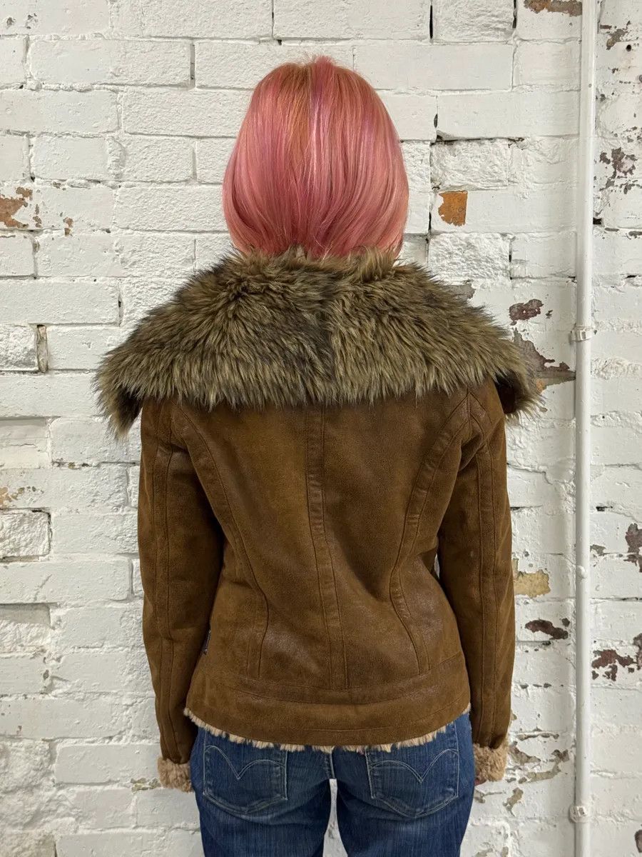 Armani Armani Faux Fur Collar Brown Leather Jacket Size M / US 6-8 / IT 42-44 - 3 Thumbnail