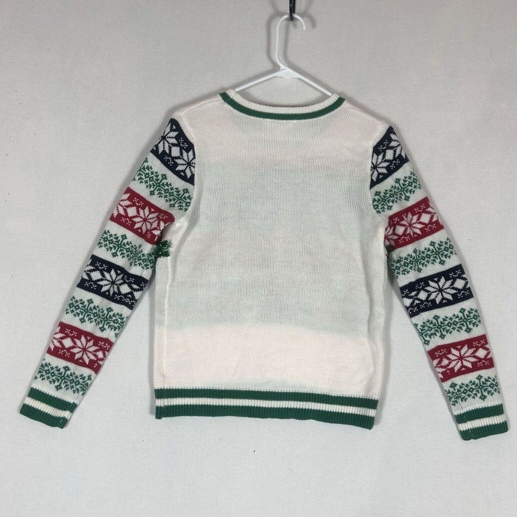 Vintage Ugly Christmas Sweater Girls Juniors M Blessed Holiday Casual White Graphic Print Long Sleeve Crew Neck Pullover Knit Size M / US 6-8 / IT 42-44 - 7 Thumbnail