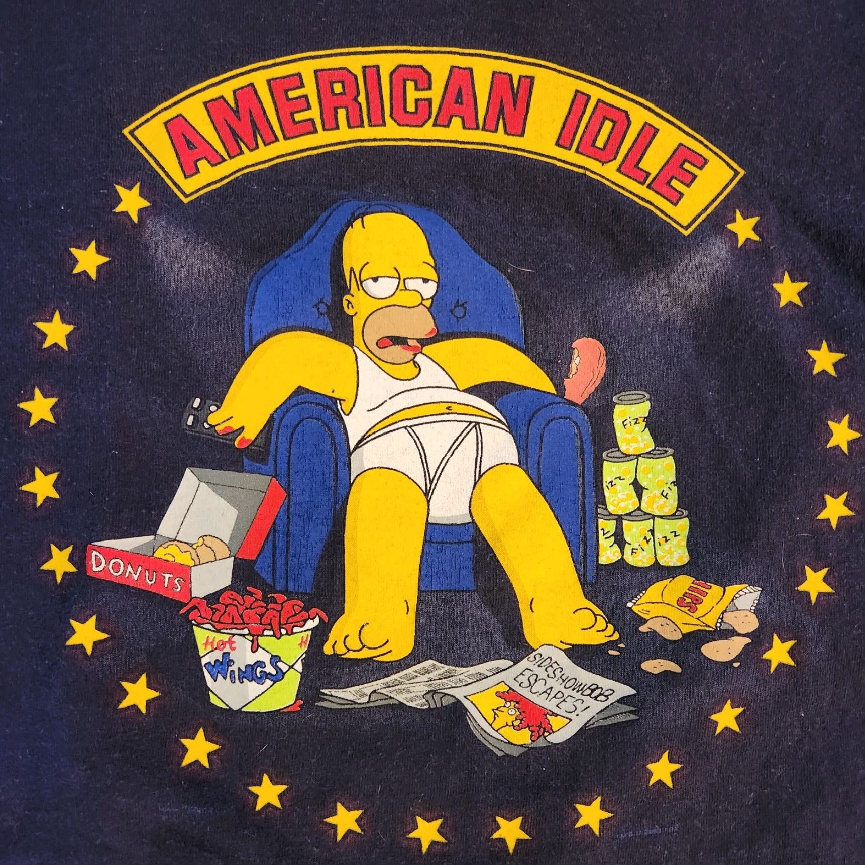Delta VINTAGE The Simpsons Homer T Shirt Tee Delta American Idol Y2K 2003 Mens Large Blue Cotton Graphic Print Shirt Mens Size US L / EU 52-54 / 3 - 2 Thumbnail