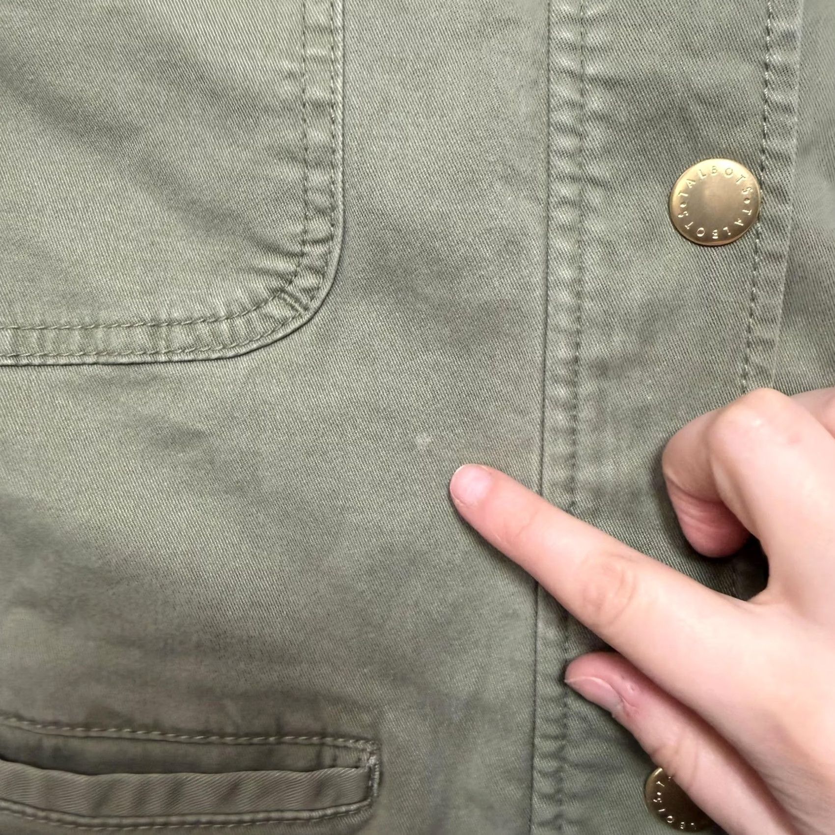 Talbots Talbots Jacket Womens XL Green Military Twill Snap Front Short Utility Pockets Size 40" / US 18 - 3 Thumbnail