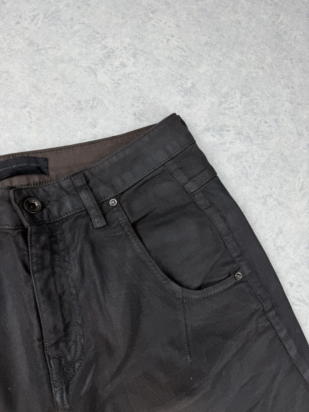 Diesel Black Gold Diesel Black Gold Type 147 Waxed Biker Jeans Unisex Size 28 Size US 28 / EU 44 - 4 Thumbnail