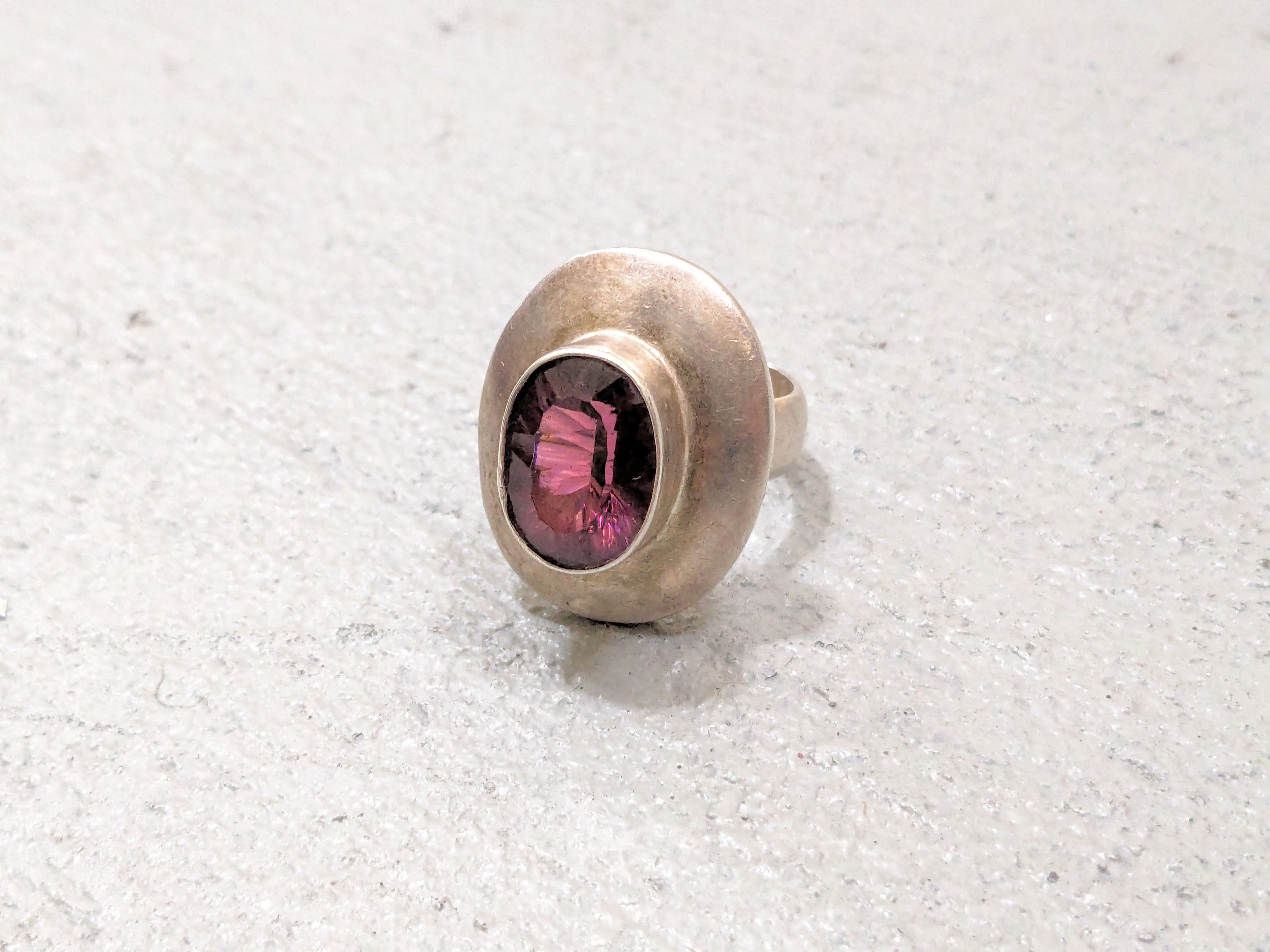 Jewelry × Vintage Sterling Silver Ring Pink Tourmaline 9.25 Avant Garde Size ONE SIZE - 2 Thumbnail