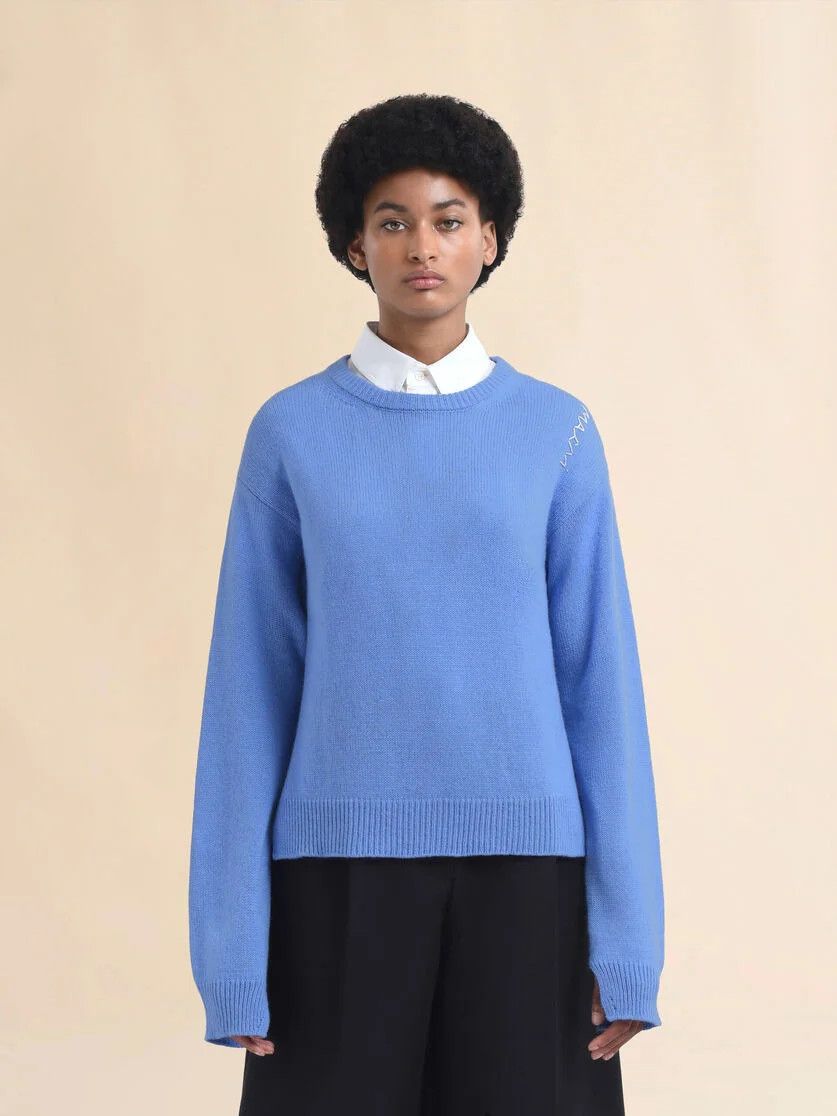 Marni o1f1d3z0326 Boxy Cashmere Jumper in Blue Size L / US 10 / IT 46 - 2 Thumbnail