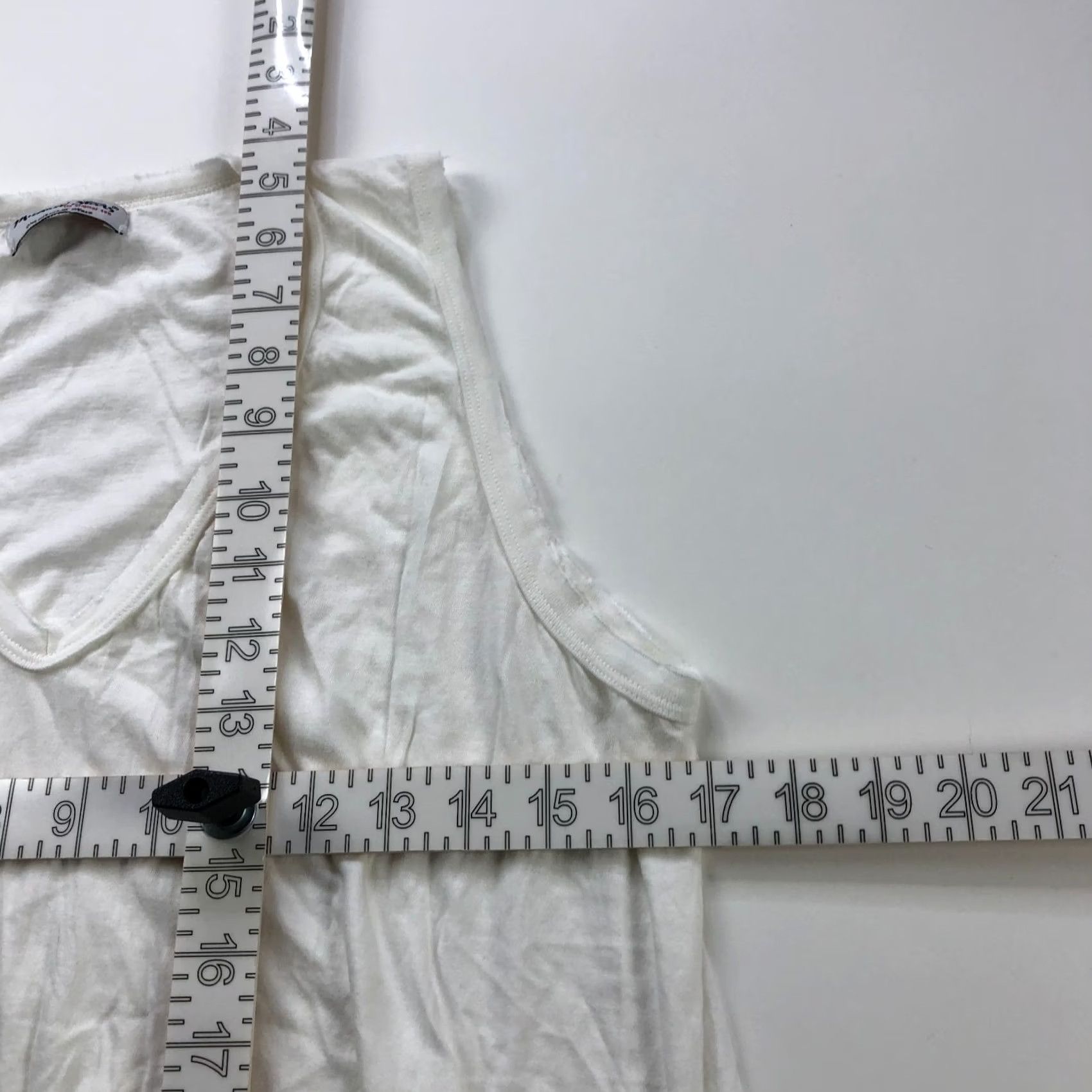 Michael Stars Michael Stars OS Supima Cotton Elastic Distressed Tank Top Blouse White 5340 Size ONE SIZE - 4 Thumbnail
