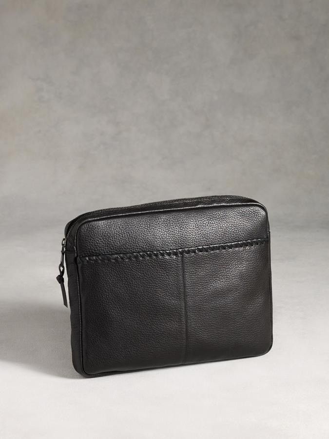John Varvatos Leather Whipstitched Pouch Size ONE SIZE - 16 Thumbnail