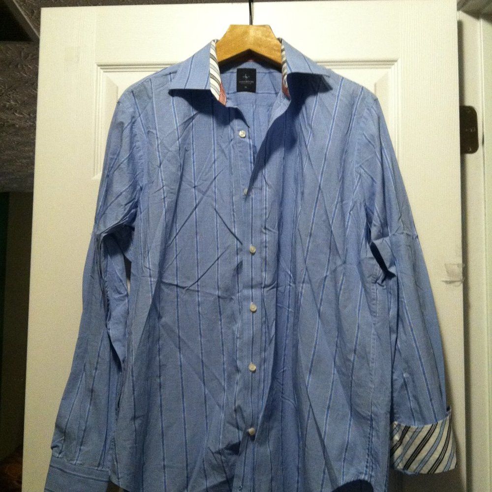 Tailorbyrd TAILORBYRD MEN'S BLUE 100%COTTON CASUAL SHIRT SIZE: XL Size US XL / EU 56 / 4 - 3 Thumbnail