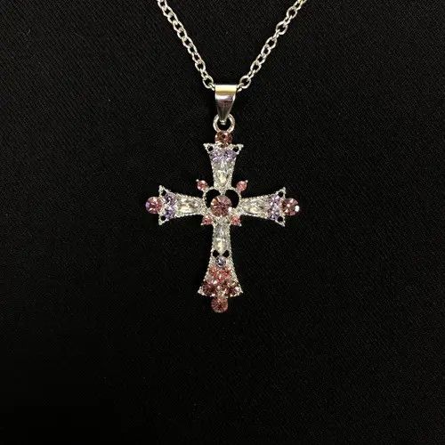 Jewelry Y2K Cross Necklace Punk Gothic Crystal Chain Size ONE SIZE - 2 Thumbnail