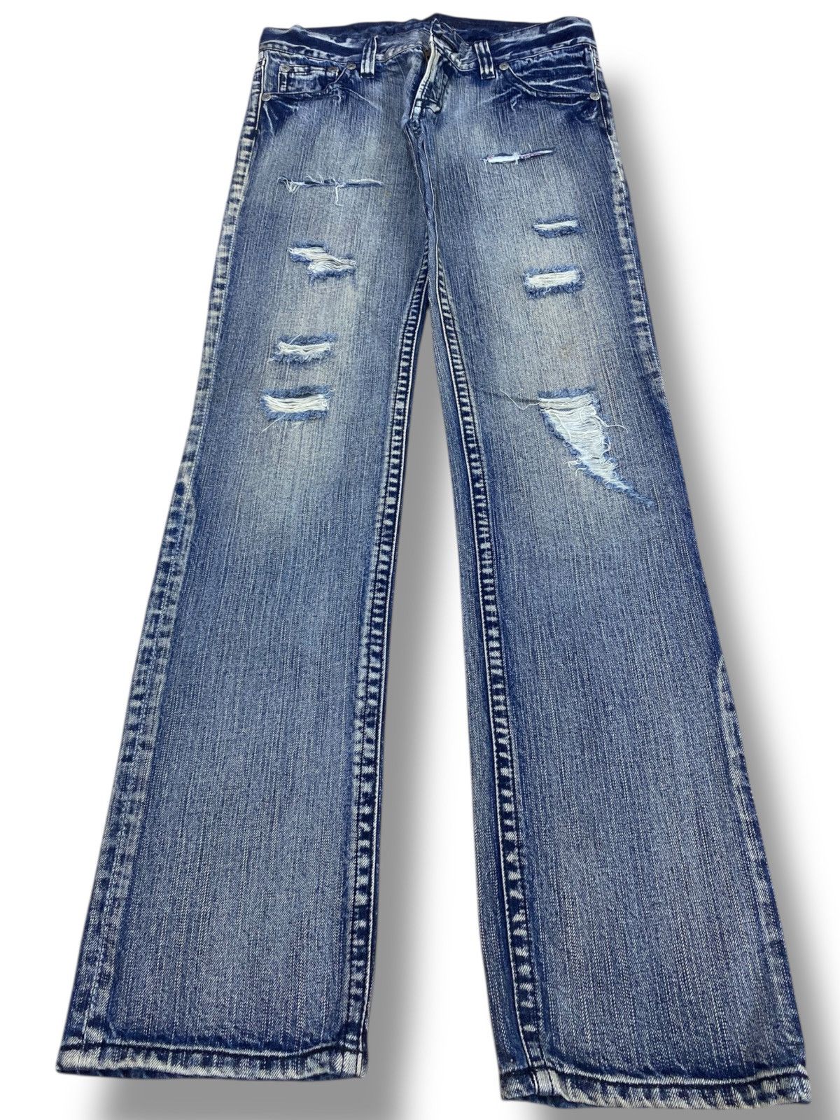 Japanese Brand Japanese Brand Acid Blue Wash Style Distressed Jeans Size US 32 / EU 48 - 1 Thumbnail