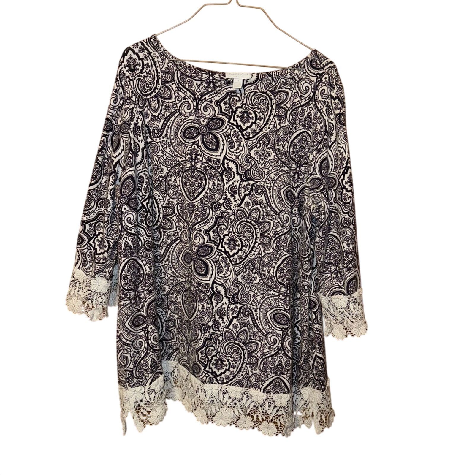 Other Charter Club Elegant Paisley Lace Trim Top Size 2X Size XXL / US 16-18 / IT 52-54 - 1 Thumbnail