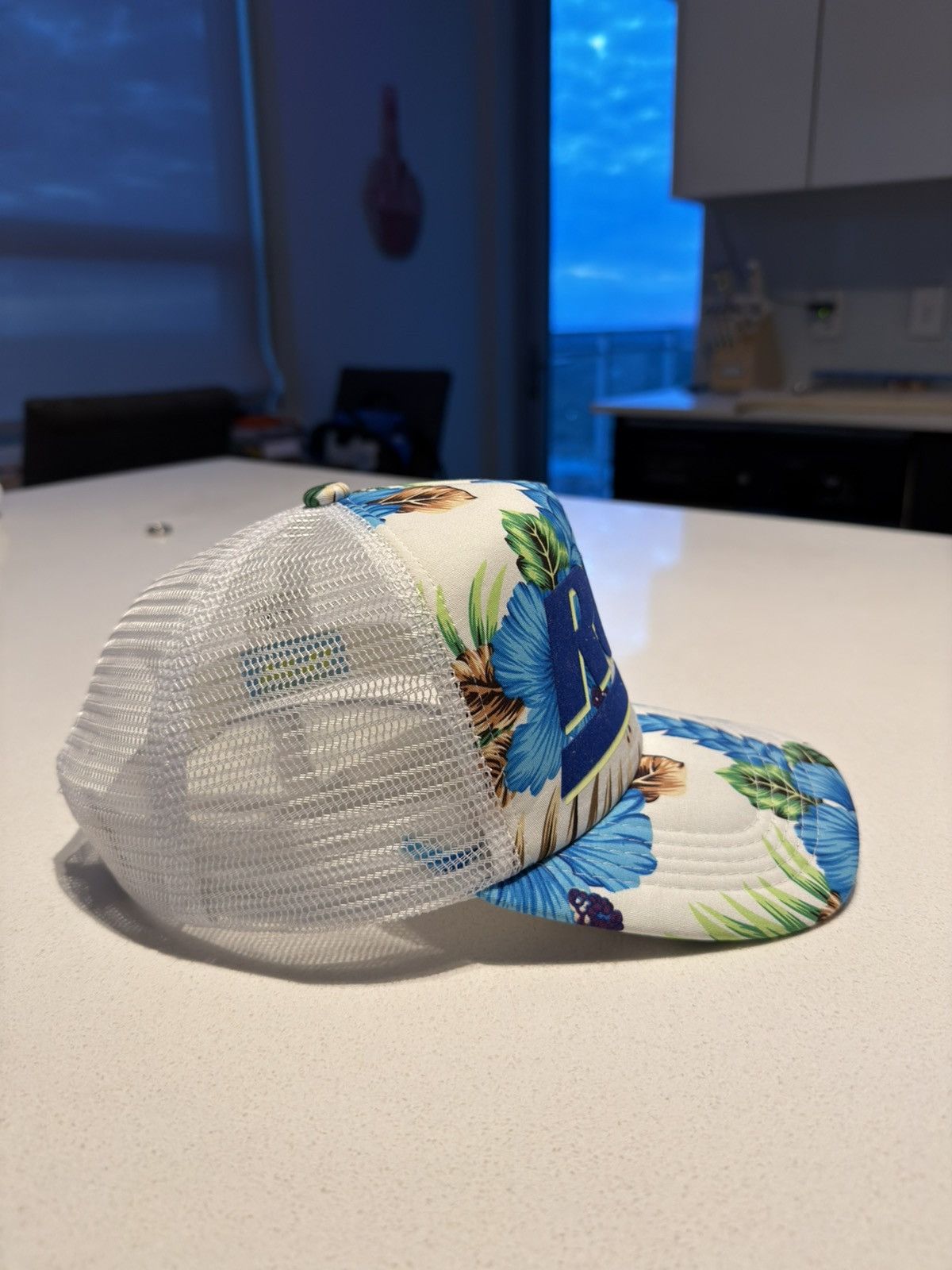 RGB Freight RGB Freight White Blue Flowers Trucker Hat Size ONE SIZE - 3 Thumbnail