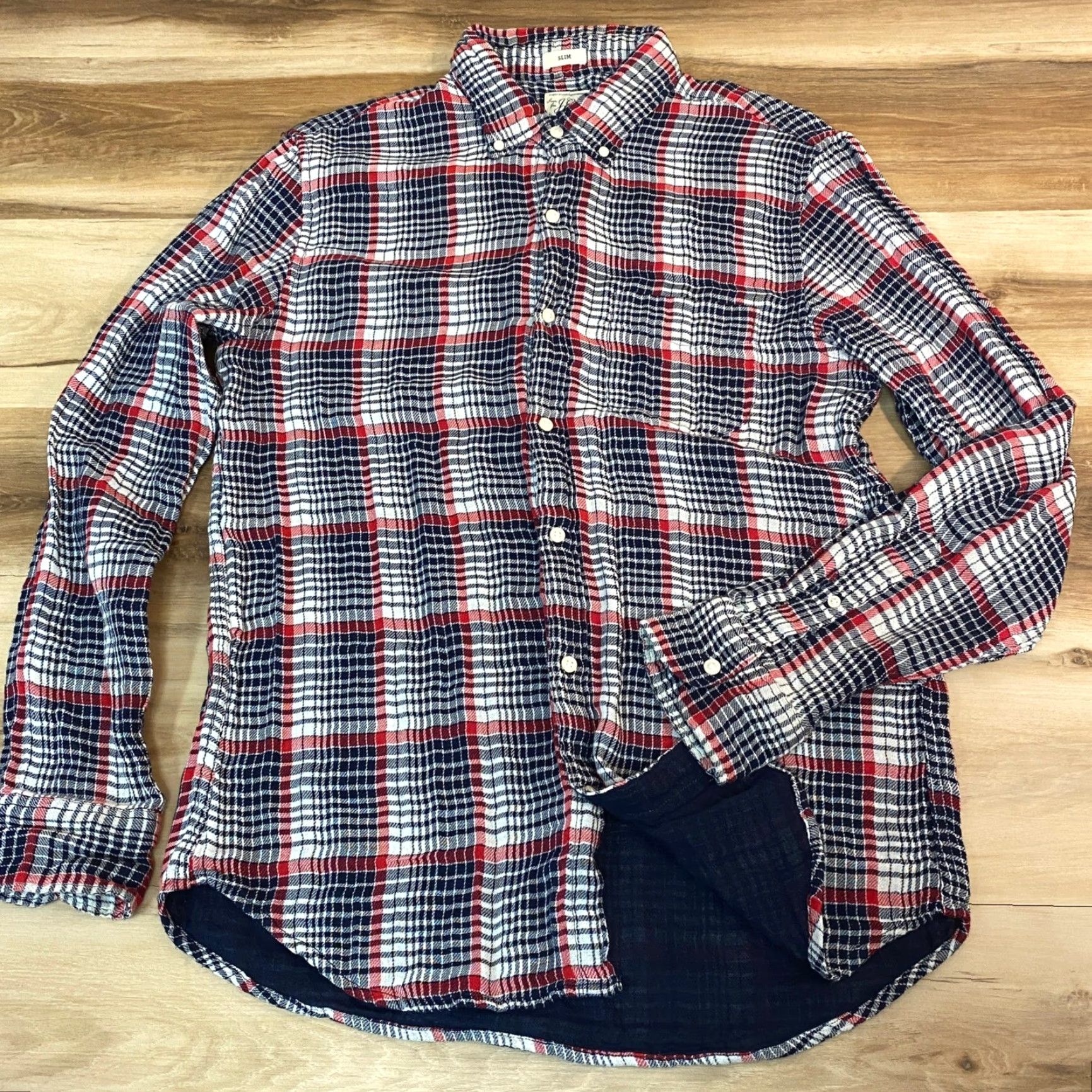 J.Crew J.Crew Slim Fit Plaid Button-Down Shirt Mens M Red Navy White Size US M / EU 48-50 / 2 - 2 Thumbnail